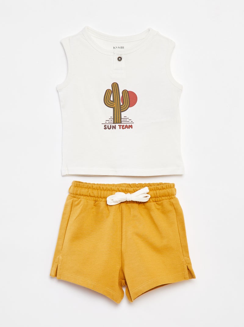 Ensemble t-shirt sans manches + short - 2 pièces BLANC - Kiabi