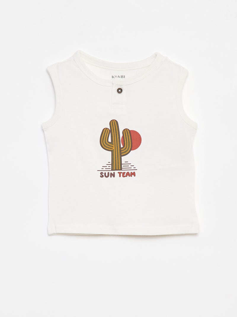 Ensemble t-shirt sans manches + short - 2 pièces BLANC - Kiabi
