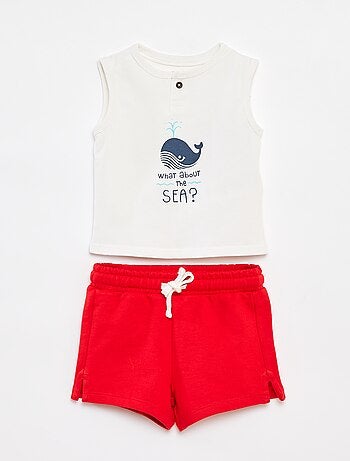 Ensemble t-shirt sans manches + short - 2 pièces