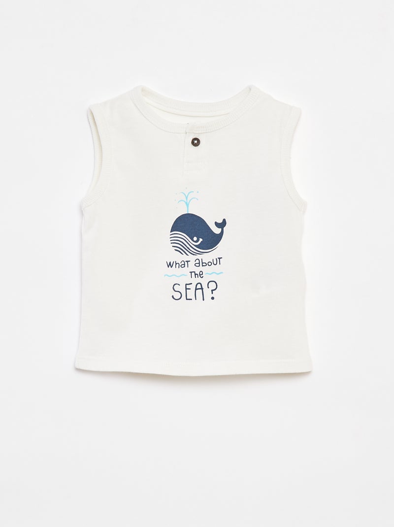 Ensemble t-shirt sans manches + short - 2 pièces BLANC - Kiabi