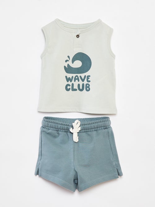 Ensemble t-shirt sans manches + short - 2 pièces - Kiabi