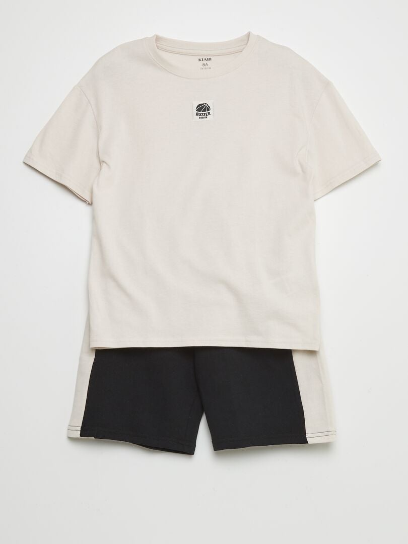 Ensemble t-shirt + short - 2 pièces Blanc/noir - Kiabi