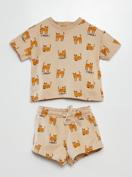 Ensemble t-shirt + short  à motif - 2 pièces - Kiabi