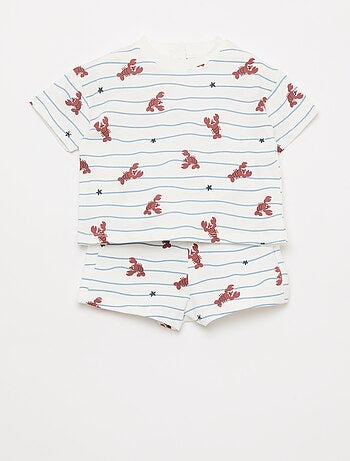 Ensemble t-shirt + short à motif - 2 pièces
