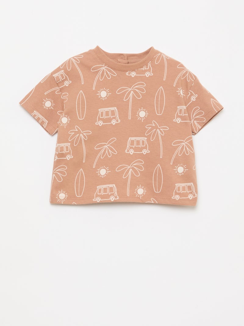 Ensemble t-shirt + short à motif - 2 pièces Marron - Kiabi