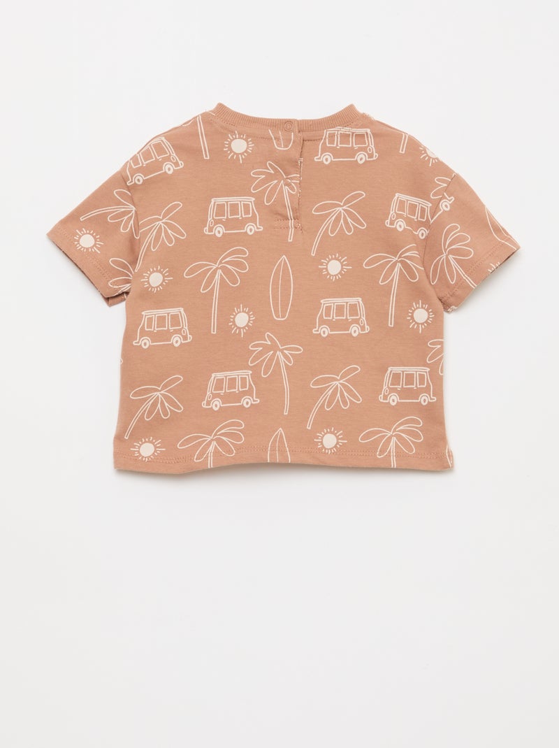 Ensemble t-shirt + short à motif - 2 pièces Marron - Kiabi