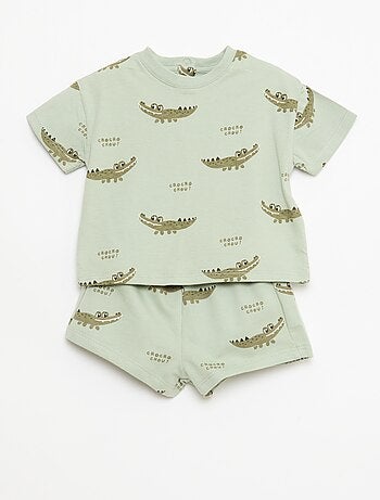 Ensemble t-shirt + short à motif - 2 pièces