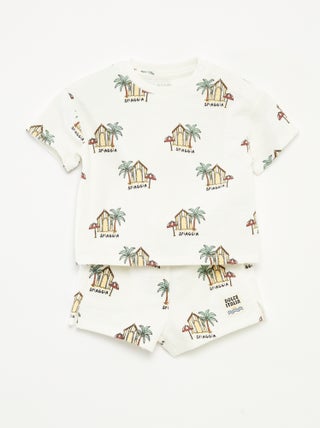 Ensemble t-shirt + short avec imprimé - 2 pièces
