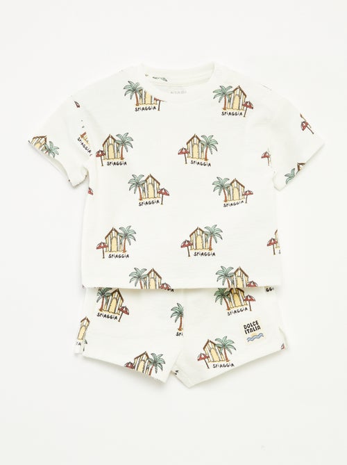Ensemble t-shirt + short avec imprimé - 2 pièces - Kiabi