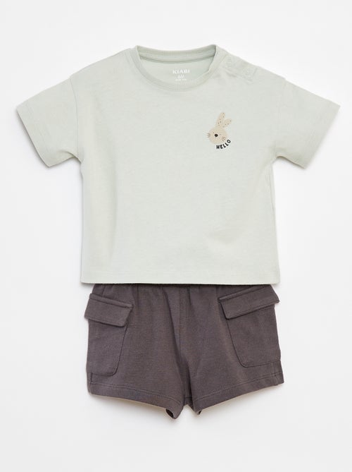 Ensemble t-shirt + short avec poches - 2 pièces - Kiabi