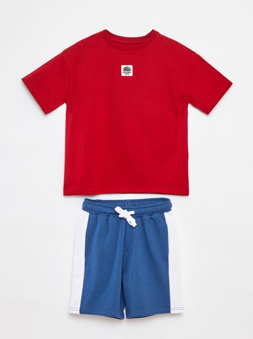 Ensemble t-shirt + short bicolore - 2 pièces - Kiabi