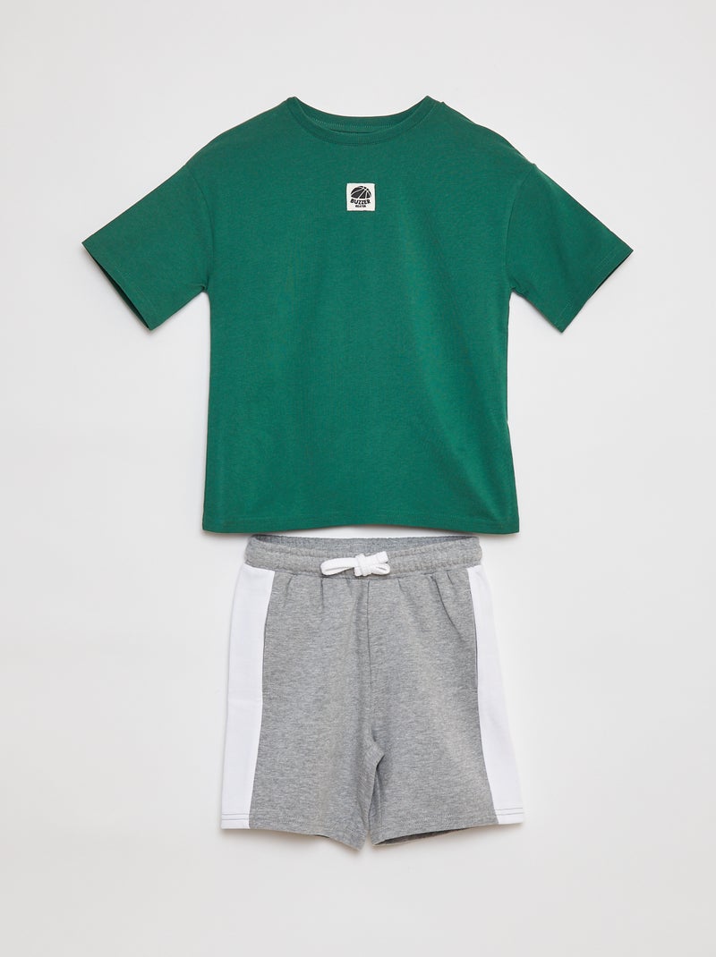 Ensemble t-shirt + short bicolore - 2 pièces VERT - Kiabi