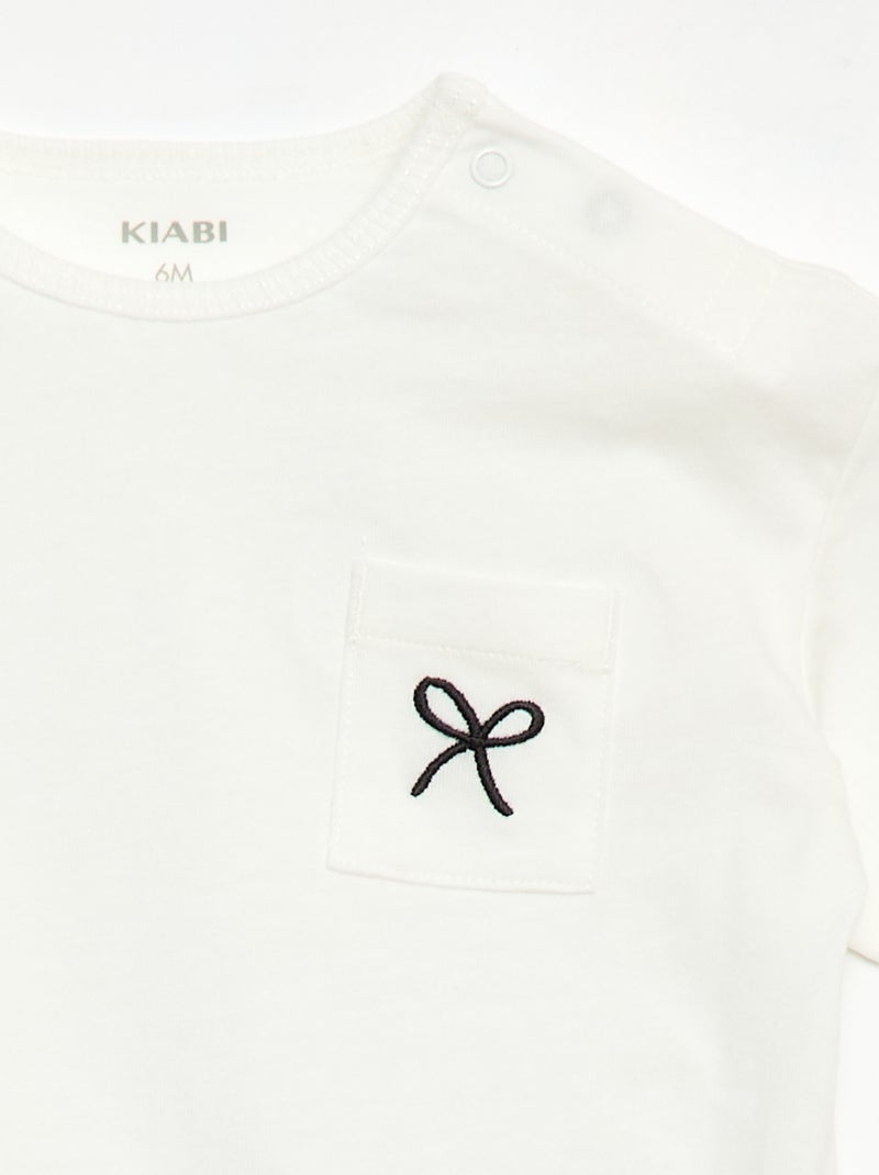 Ensemble T-shirt + short cycliste côtelé - 2 pièces Blanc - Kiabi