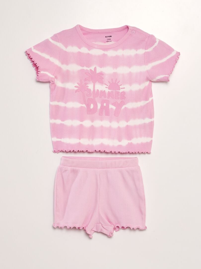 Ensemble T-shirt + short de pyjama - 2 pièces Rose - Kiabi