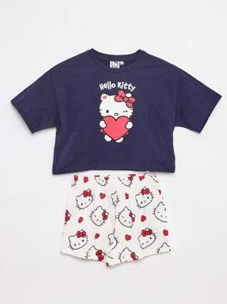 Ensemble t-shirt + short de pyjama 'Hello Kitty' - 2 pièces
