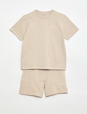 Ensemble t-shirt + short en piqué de coton