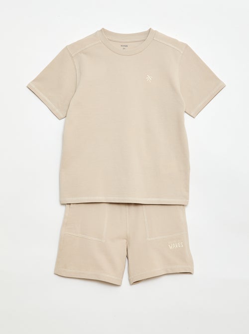 Ensemble t-shirt + short en piqué de coton - Kiabi