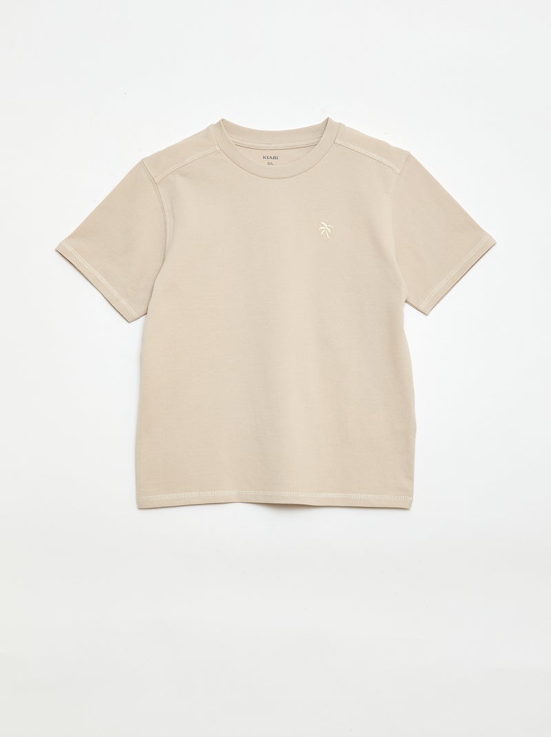 Ensemble t-shirt + short en piqué de coton Beige - Kiabi