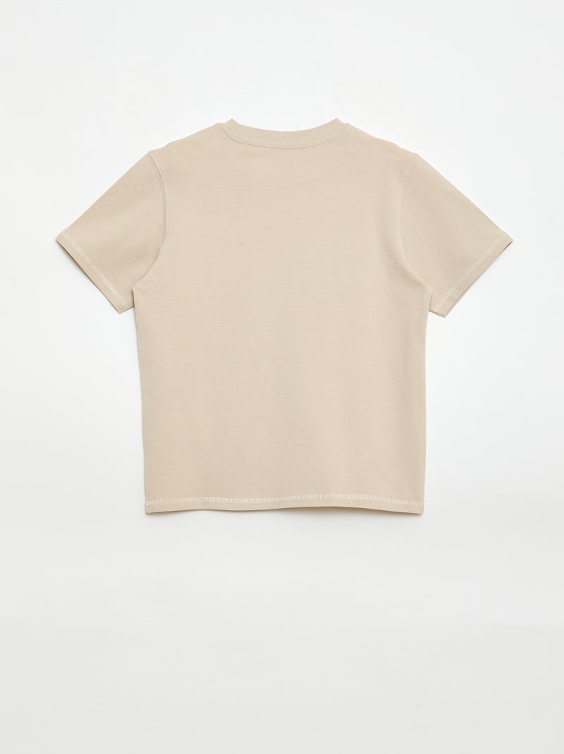 Ensemble t-shirt + short en piqué de coton Beige - Kiabi