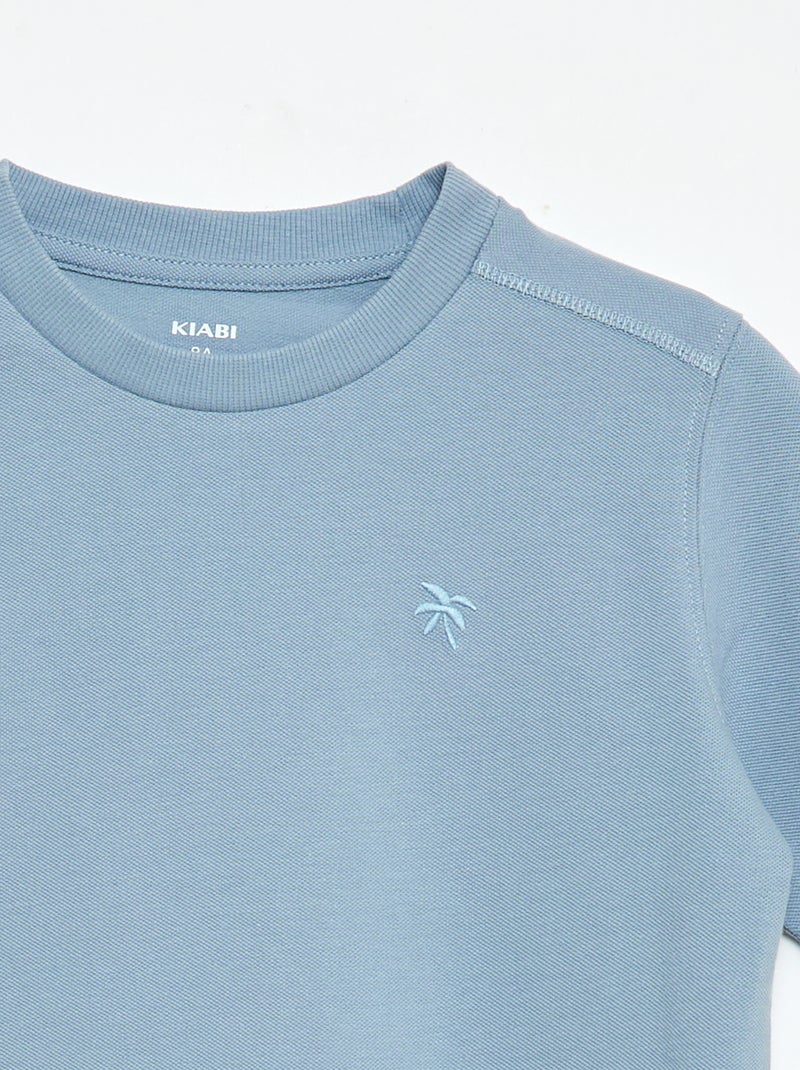 Ensemble t-shirt + short en piqué de coton Bleu - Kiabi