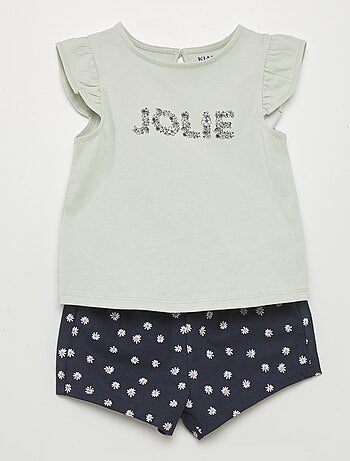 Ensemble t-shirt + short imprimé - 2 pièces