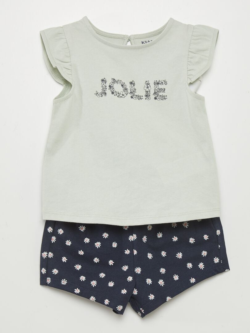 Ensemble t-shirt + short imprimé - 2 pièces Bleu marine - Kiabi