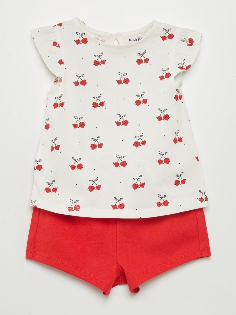 Ensemble t-shirt + short imprimé - 2 pièces Rouge - Kiabi