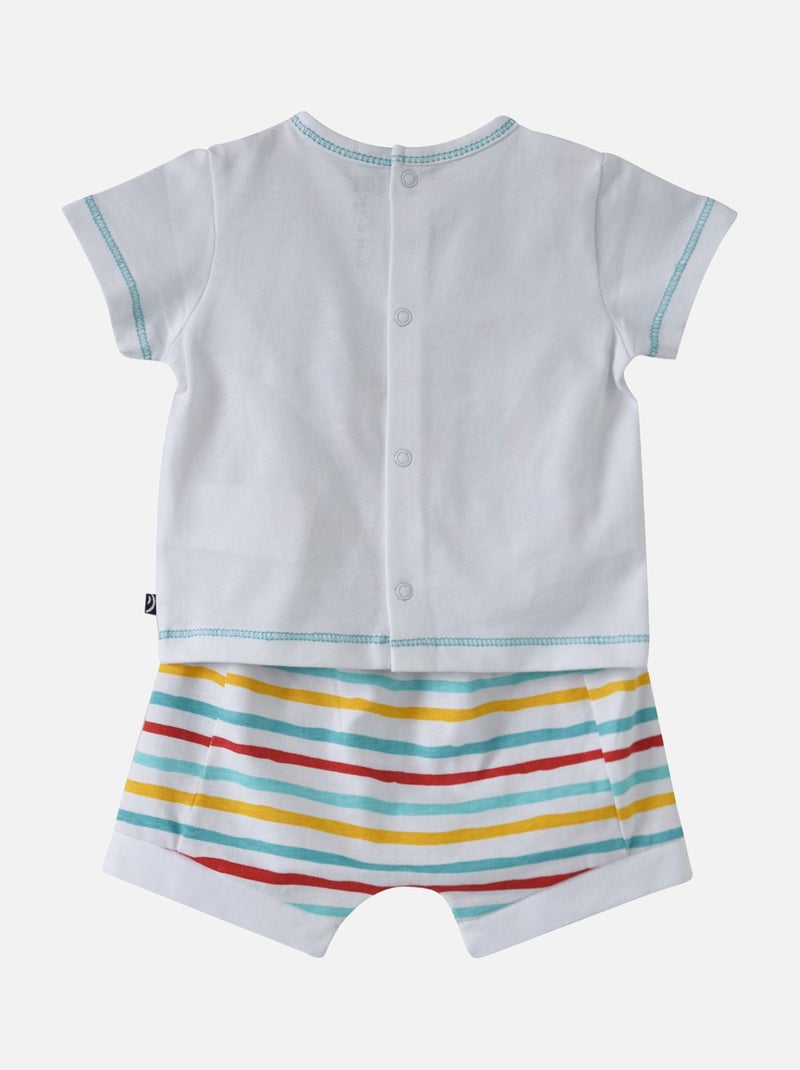 ENSEMBLE T SHIRT SHORT JERSEY ELVIO Blanc - Kiabi