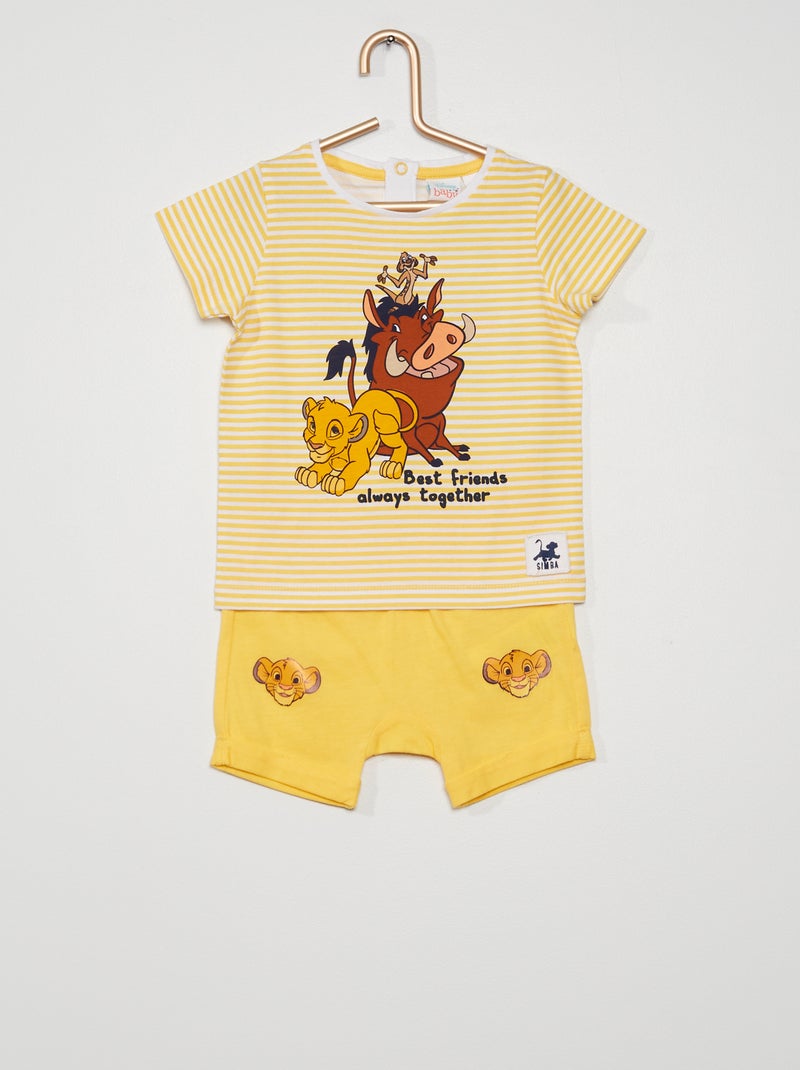 Ensemble t-shirt + short 'Le Roi Lion' jaune - Kiabi