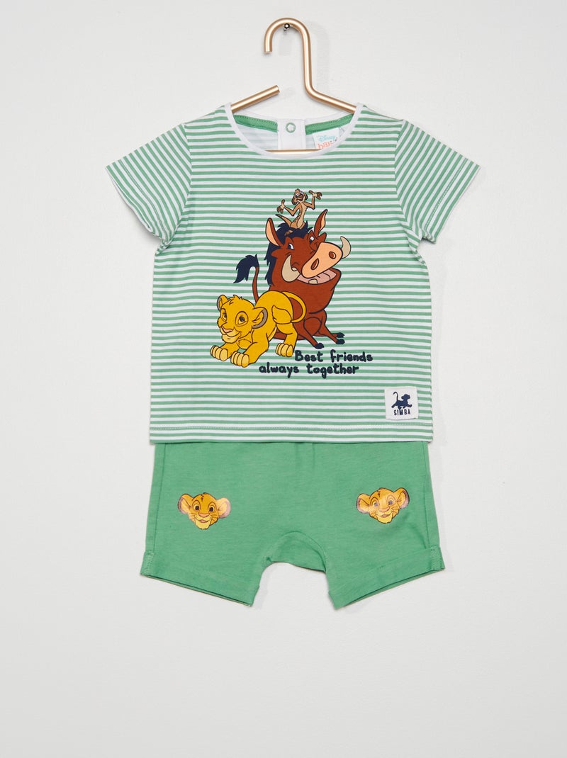 Ensemble t-shirt + short 'Le Roi Lion' vert - Kiabi