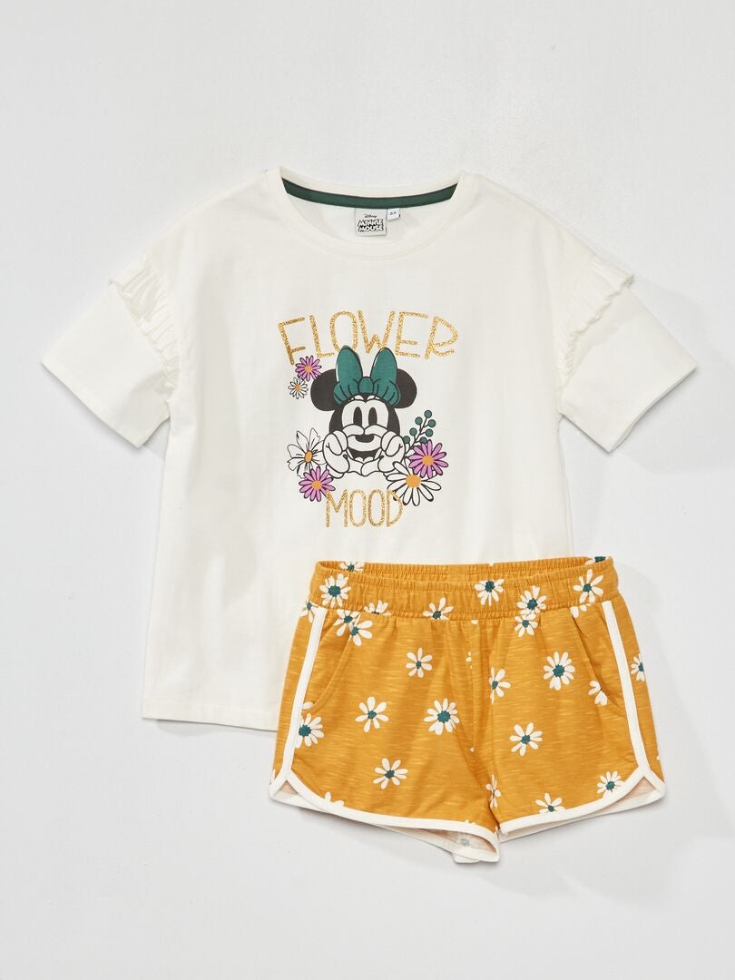 Ensemble t-shirt + short 'Minnie' 'Disney' Jaune - Kiabi