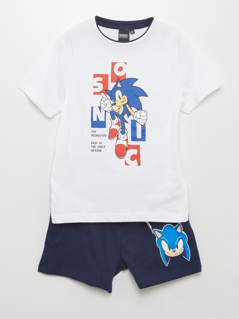 Ensemble t-shirt + short 'Sonic' - 2 pièces blanc - Kiabi