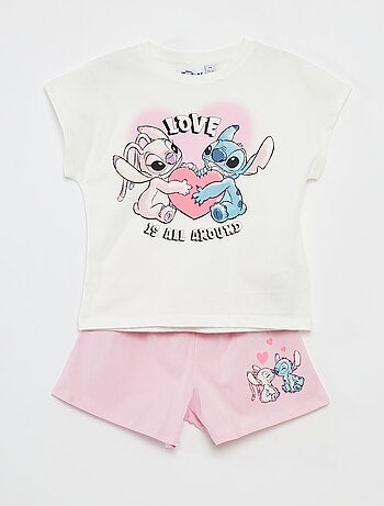 Ensemble t-shirt + short 'Stitch' - 2 pièces