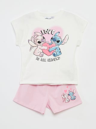 Ensemble t-shirt + short 'Stitch' - 2 pièces