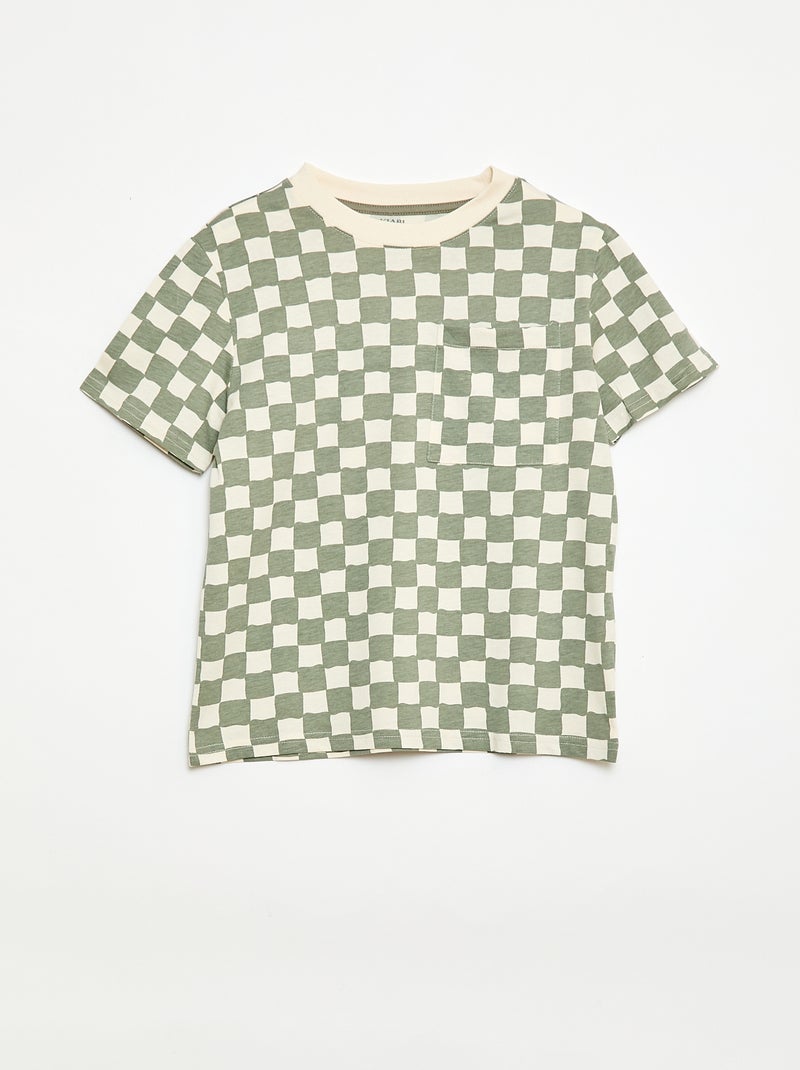 Ensemble t-shirt + short style damier - 2 pièces Blanc - Kiabi