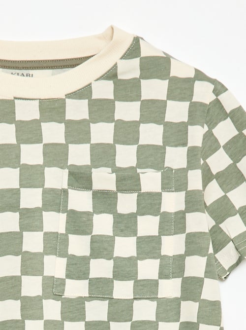 Ensemble t-shirt + short style damier - 2 pièces - Kiabi