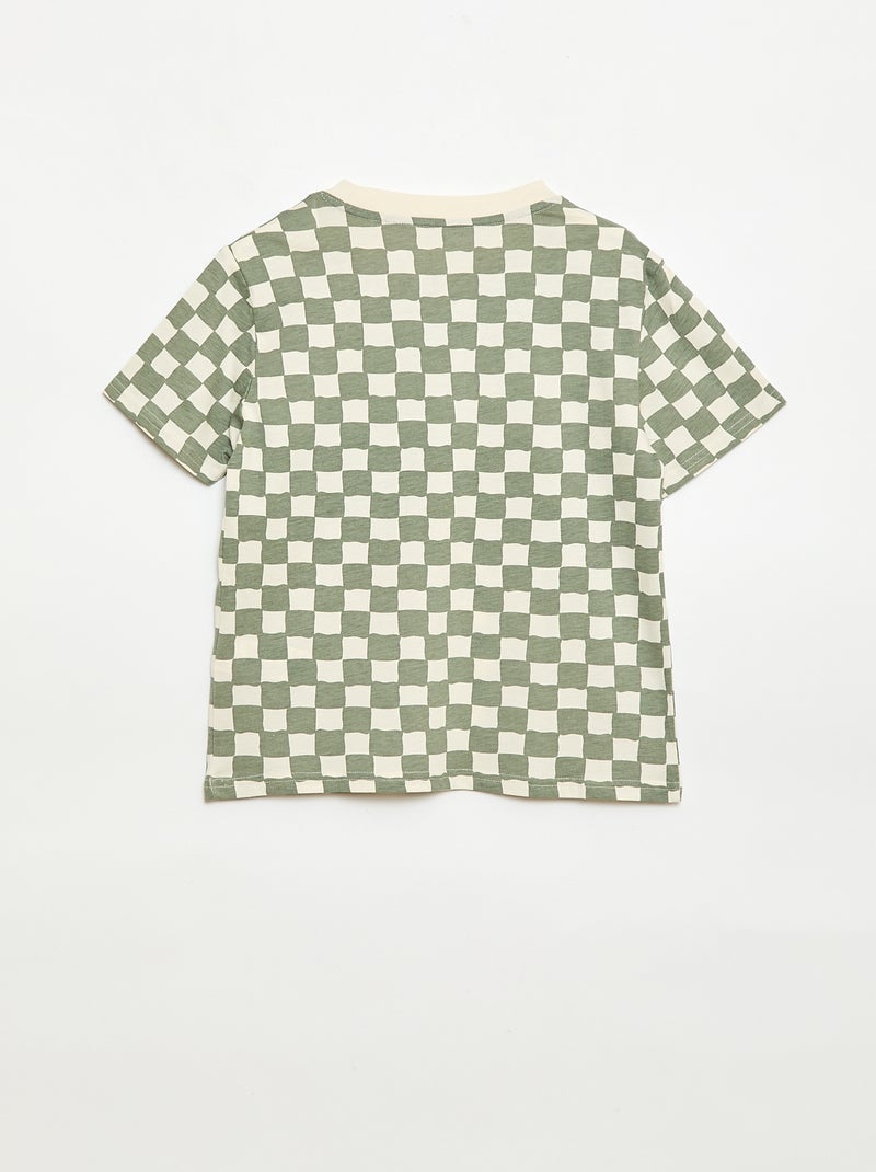 Ensemble t-shirt + short style damier - 2 pièces Blanc - Kiabi