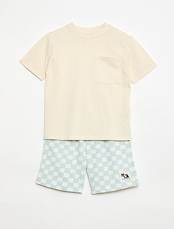 Ensemble t-shirt + short style damier - 2 pièces