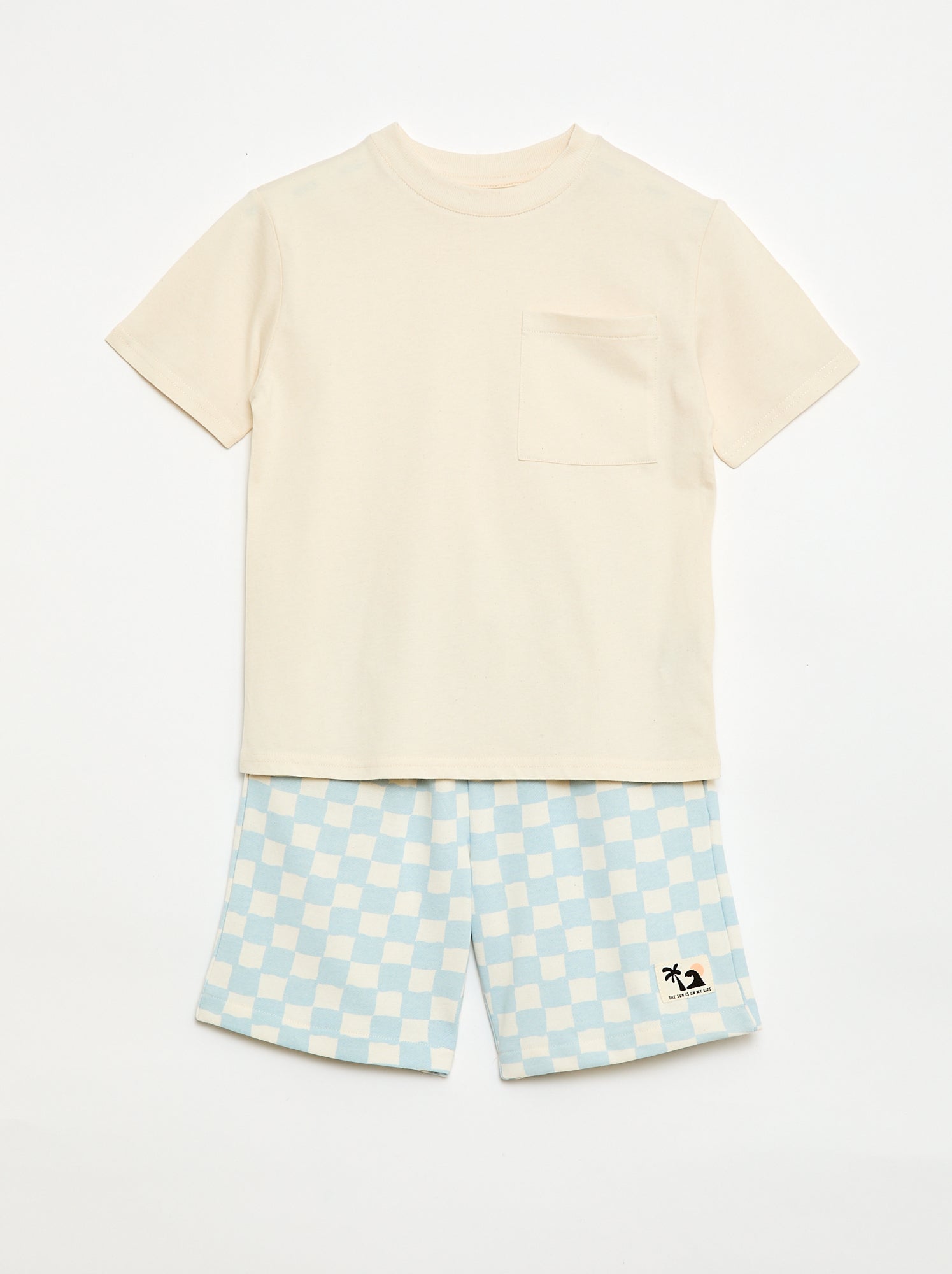 Ensemble t-shirt + short style damier - 2 pièces
