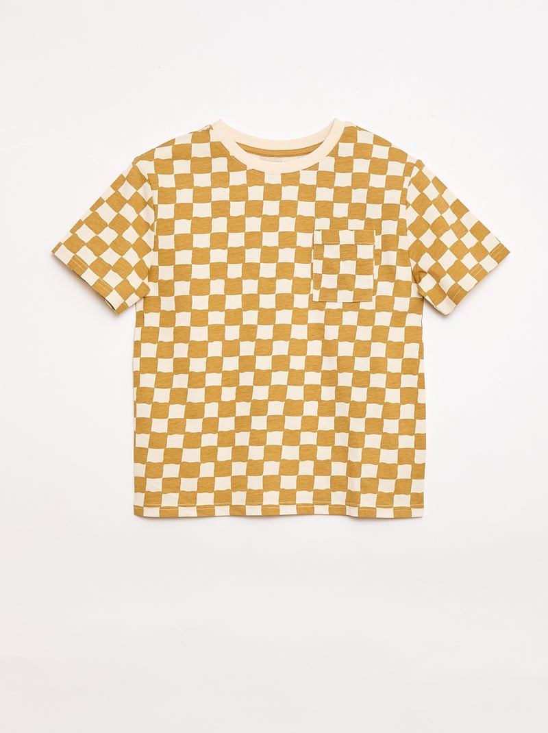 Ensemble t-shirt + short style damier - 2 pièces Jaune - Kiabi