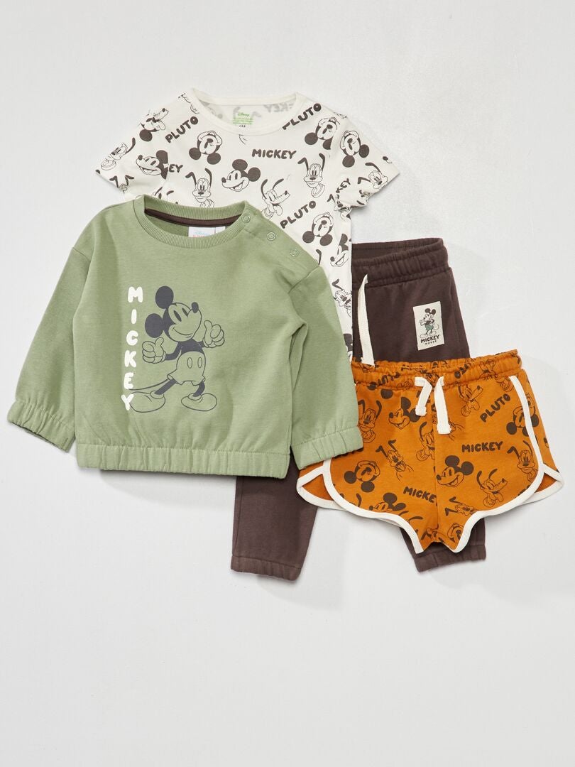 Ensemble t-shirt + short + sweat + jogging 'Disney' - 4 pièces Vert/gris/blanc/moutarde - Kiabi