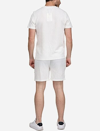 Ensemble t-shirt short unis à motif - frilivin