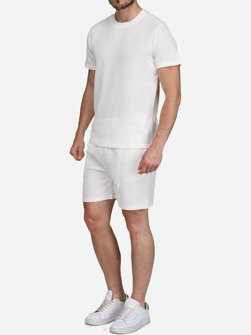 Ensemble t-shirt short unis à motif - Frilivin Blanc - Kiabi