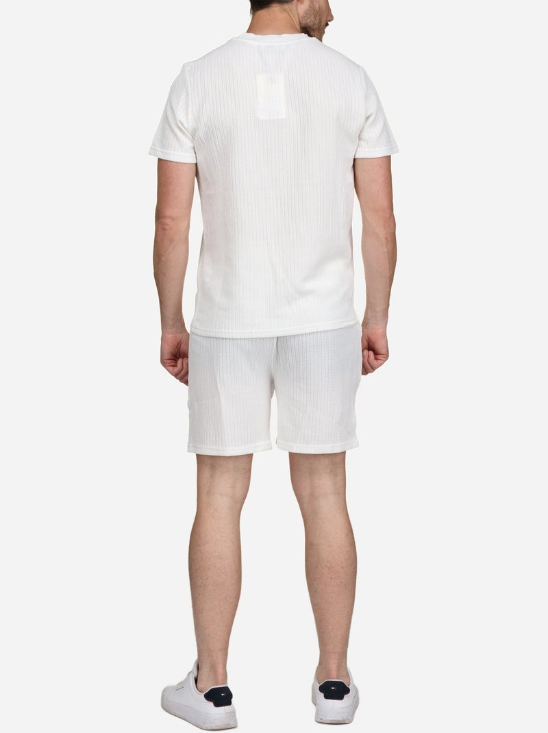 Ensemble t-shirt short unis à motif - Frilivin Blanc - Kiabi