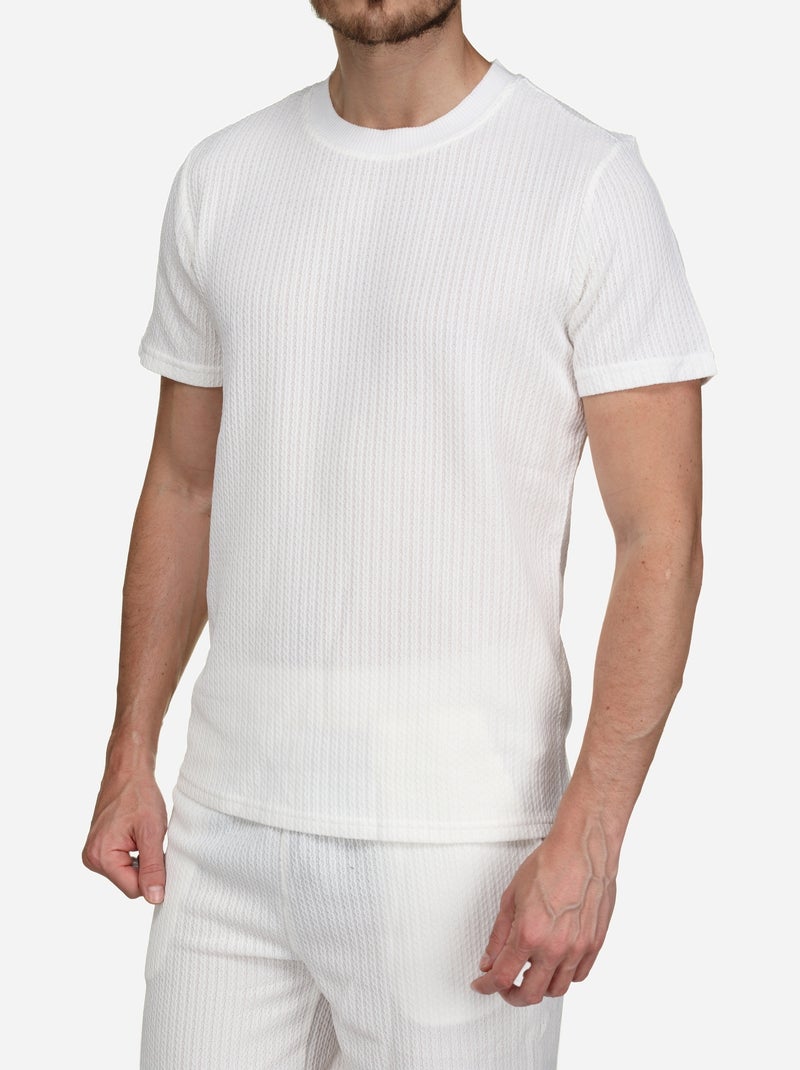 Ensemble t-shirt short unis à motif - Frilivin Blanc - Kiabi