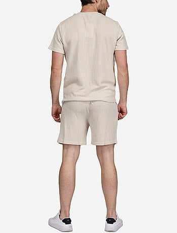 Ensemble t-shirt short unis à motif - Frilivin