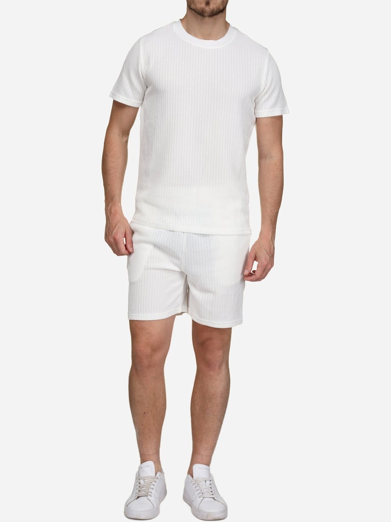 Ensemble t-shirt short unis à motif Blanc - Kiabi
