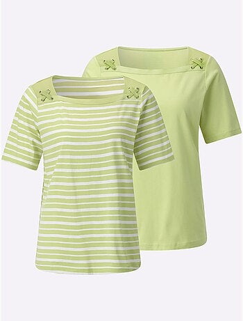 Ensemble T-shirts Pur Coton - Taille Standard - Witt - Lot de 2