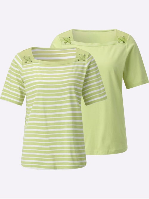 Ensemble T-shirts Pur Coton - Taille Standard - Witt - Lot de 2 - Kiabi