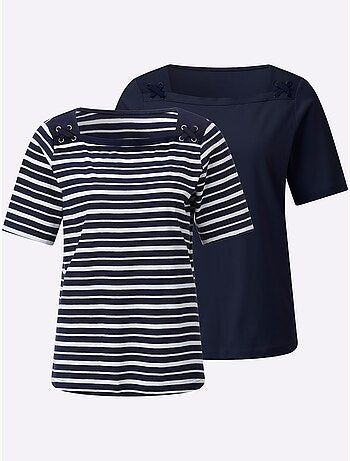 Ensemble T-shirts Pur Coton - Taille Standard - Witt - Lot de 2